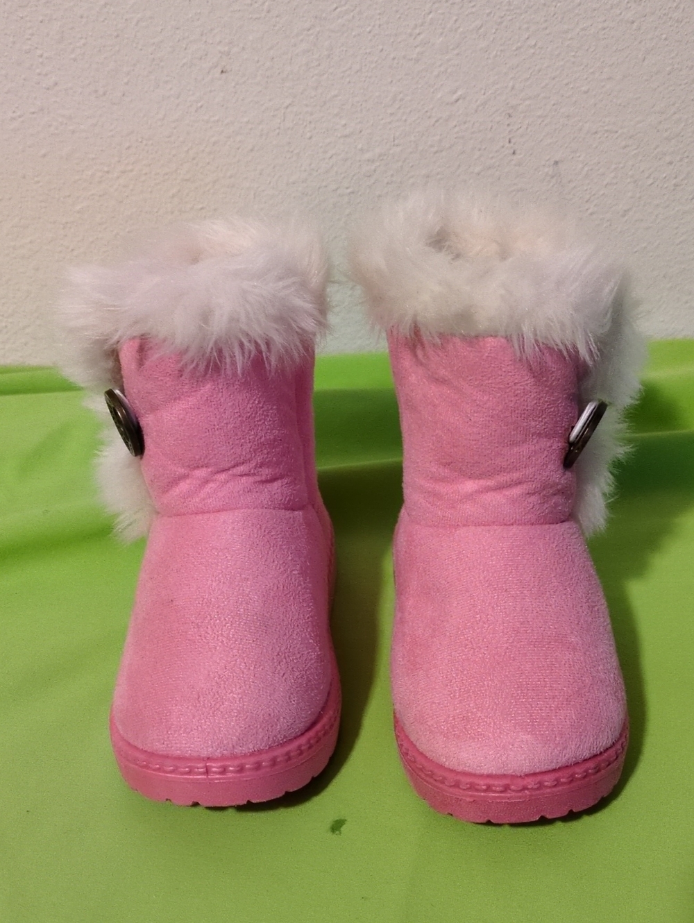 Kids Pink Faux-Suede And Faux-Fur Winter Boots Size 9